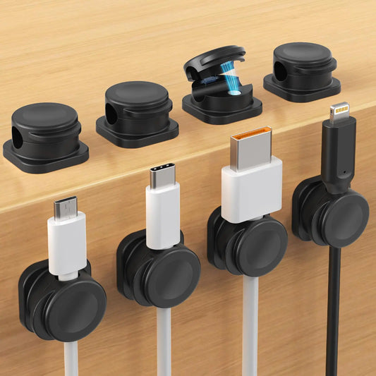 Cord Organizer 8 Pack Magnetic Cable Clips for Desk Management Strong Adhesive Phone Charger Cord Holder Wire Holder Keeper for Nightstand Office Wall Car